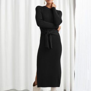 & Other Stories Belted Rib Midi Dress